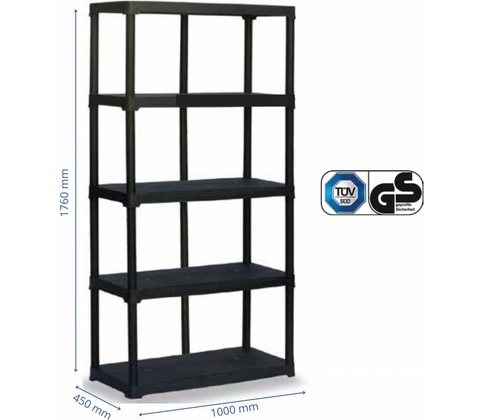 ArtPlast Plastový LINEA TEMPO 5 polic 100 x 45 x 176 cm černý