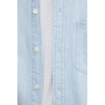 Samsøe Samsøe Памучна риза Samsoe Samsoe SADAMON в синьо със свободна кройка с класическа яка M25100083 (M25100083)