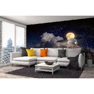 DIMEX ART Самозалепваща се флизелинова фототапета пълнолуние със звезди 375 x 250 см