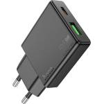 hoco. Зарядно устройство HOCO N38 USB+Type-C гнездо 20W, тънко, ЧЕРНО (N38)