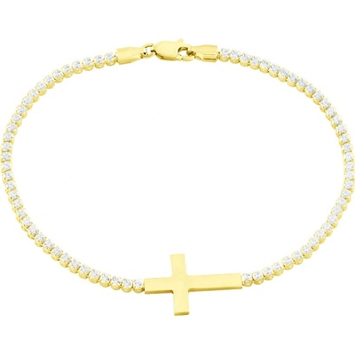 Gemmax Jewelry zlatý tenisový náramek Křížek se zirkony GLBYB-17-02689