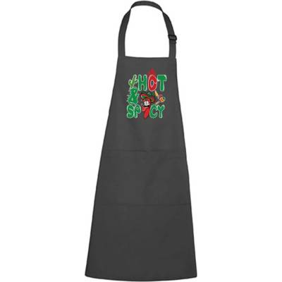 Dobrý Triko Zástěra s potiskem Chilli papričky Antracitová