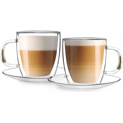 Design Vialli 2 dvoustěnných termo sklenic s podšálky Amo 27565 250 ml