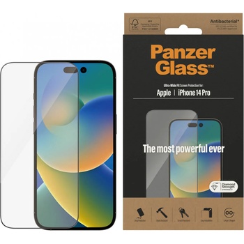 Panzer Стъклен протектор PanzerGlass за Apple Iphone 14 Pro, UWF, Antibacterial - Черен