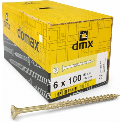 Konštrukčný vrut do dreva 6 × 100 mm, zápustná hlava TX30 – Domax CS