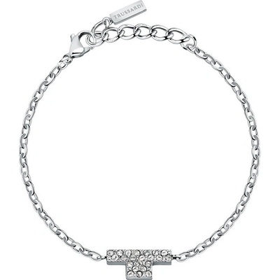 Trussardi Nežný oceľový náramok so zirkónmi T-Logo TJAXC30