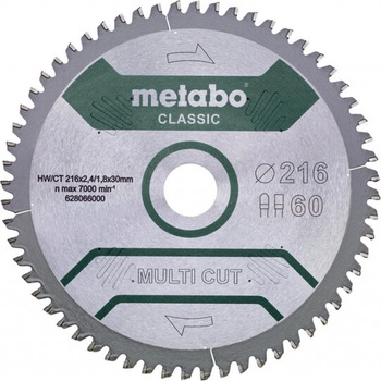 Metabo (Аccessories) Диск за циркуляр 216x2.4x30 mm - 60 зъба FZ/TZ, 5° neg (628066000)