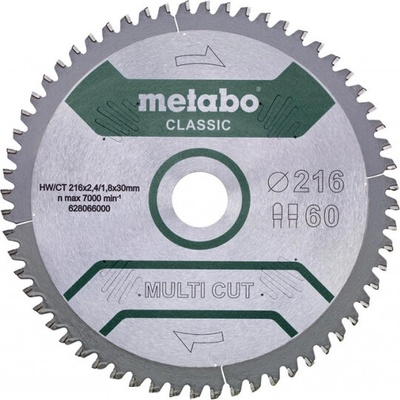 Metabo (Аccessories) Диск за циркуляр 216x2.4x30 mm - 60 зъба FZ/TZ, 5° neg (628066000)
