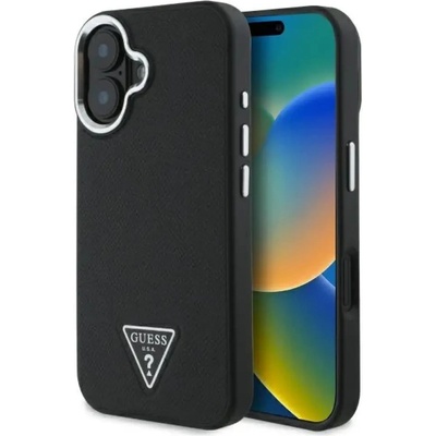 GUESS Калъф Guess Grained Triangle MagSafe за iPhone 16 - черен (3666339302306)
