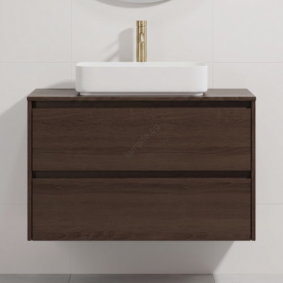 Bath Deluxe Шкаф за баня с мивка TRONDHEIM/LJORDAL 90x57x46 см орех/бял (SETBT0153D)