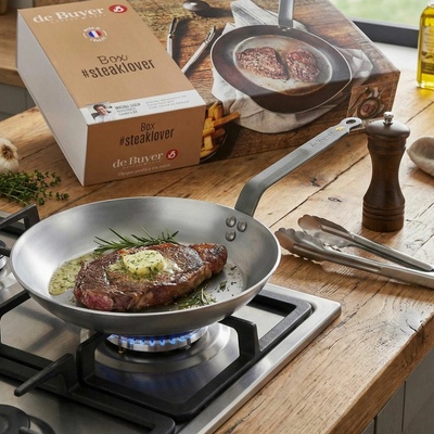 de Buyer Mineral B pánev z uhlíkové oceli s mlýnkem na pepř a kleštěmi 26 cm – Zboží Mobilmania