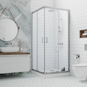 Radaway Квадратна душ кабина с плъзгащи врати Radaway Premium Plus C, 90x90 см, профил гланциран хром (30453-01-01N)