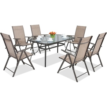 Garden Point Трапезни мебели от стомана Modena/Rosario за 6 души Garden Point кафяви (GAP389-6)