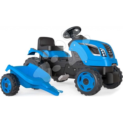 Smoby Traktor XL Blue s pedály a přívěsem