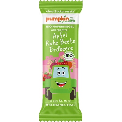 Pumpkin Organics Био овесено барче Pumpkin Organics - С ябълка, цвекло и ягода, 20 g (202682)