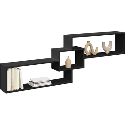 vidaXL Стенен шкаф, 158x18x53 см, черен, инженерно дърво (854815)