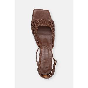 Souliers Martinez сандали с нисък ток от кожа VERONICA (VERONICA.DBROWN)