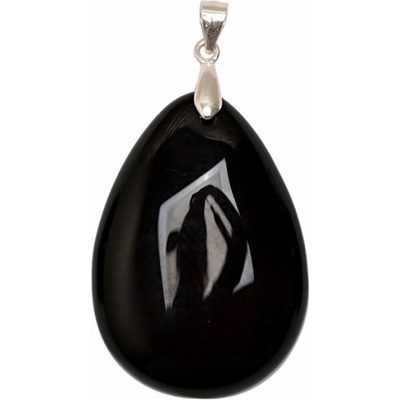 Nefertitis Obsidián černý nebeské oko přívěsek stříbro NF63467