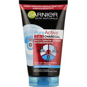 Garnier 3в1 150мл активен въглен против черни точки