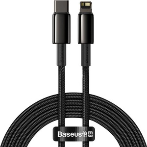 Baseus - Кабел за данни Tungsten Gold (CATLWJ-A01) - Type-C към Lightning, 20W, 2 м - Черен