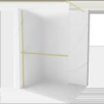 Mexen Kioto+ душ кабина с рафт Walk-in 100 x 200 см, скреж, златен матиран - 800-100-121-55-30 (800-100-121-55-30)