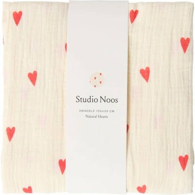 Studio Noos Swaddle zavinovačka Print Large Beige Hearts