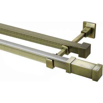 OK-GarnýžeCZ Garnýž kovová hranatá dvouřadá 20x20mm Zanotti mosaz antik 290 cm do stěny / na tunýlek