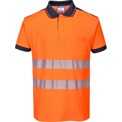 Portwest HI-VIS PW3 T180 Reflexná polokošeľa HV oranžová/námorná modrá 4XL