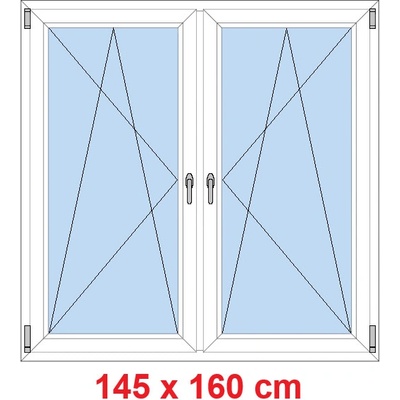 Soft Dvoukřídlé plastové okno 145x160 cm OS+OS se sloupkem Bílá