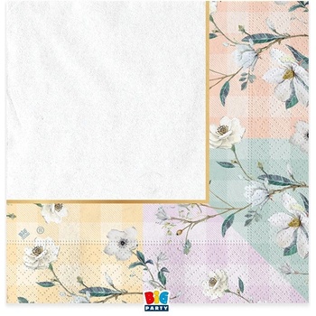 Big Party Нежни Салфетки на Цветя и Каре - (1 Пакет / 16Бр. )