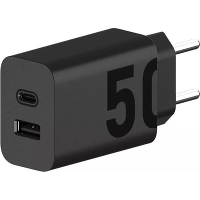 Motorola TurboPower Dual Port PD Wall Charger 50W - захранване за ел. мрежа с USB-A и USB-C изходи с технология за бързо зареждане (черен) (bulk)