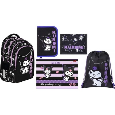 St.Right Kuromi černý BP58, 4 komorový, penál a doplňky