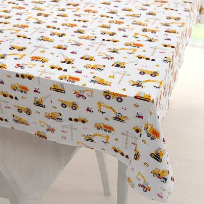Biante Dětský bavlna ubrus Sandra SA-081 Nákladní auta a bagry na bílém 140x200 cm