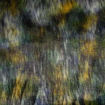 Umelá kožušina, modro-žltý melír, š.160