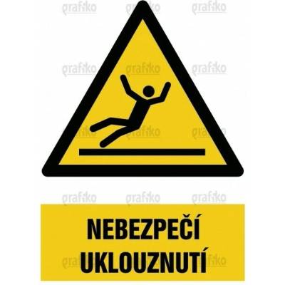 Grafiko | Nebezpečí uklouznutí - Text obrázku Nebezpečí uklouznutí, Materiál Hliník, Rozměr 297x210mm