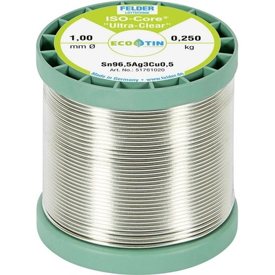 Felder ISO-Core Ultra Clear SAC305 pájecí cín cívka Sn96,5Ag3Cu0,5 0.250 kg 1 mm