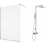 SanSwiss Комплект душ кабина SanSwiss Easy Walk-In, хромирана, 120x200 см и душ колона Omnires Parma, хромирана (STR4P1205007+PM7444CR)
