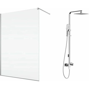 SanSwiss Комплект душ кабина SanSwiss Easy Walk-In, хромирана, 120x200 см и душ колона Omnires Parma, хромирана (STR4P1205007+PM7444CR)