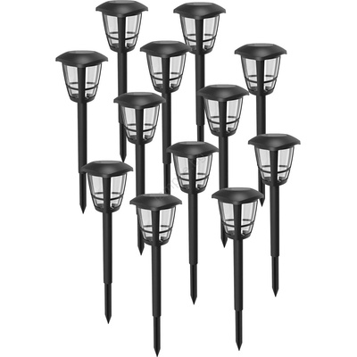 Aigostar - Комплект от 12 LED соларни лампи LED/0, 06W/2V 33, 8 cm 6500K IP44 черни (AI0730)