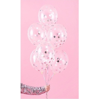 BK12 3 018 6 Set balónov Konfety strieborné zlaté 30cm Strieborná