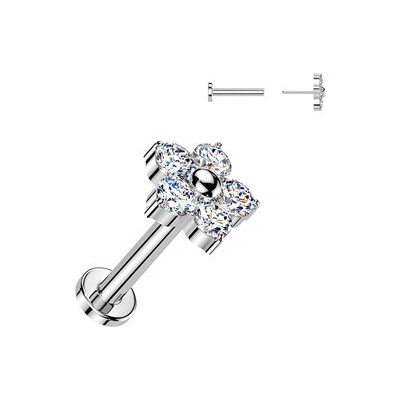 Šperky4U Piercing do brady kytička PUSH IN labreta TITAN TIT1638-1006