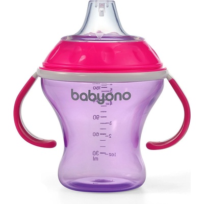 Babyono Hrnek netekoucí s měkkým náustkem Natural Nursing 180ml růžový