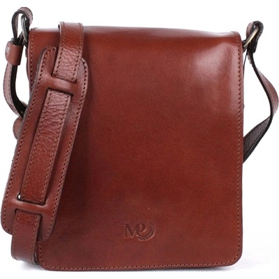 Marta Ponti luxusní kožená hladká crossbody taška no. 700 hnědá