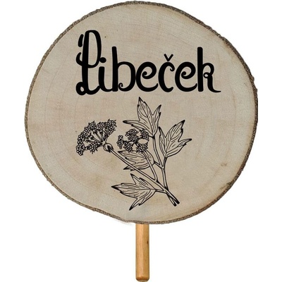 Zapichovátko do květináče 30 cm – Libeček (Dřevěné zapichovátko k bylinkám 30 cm)