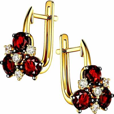 Zlaton Náušnice visací žluté zlato s granátem a zirkony 1.65cm 4g O22052505597