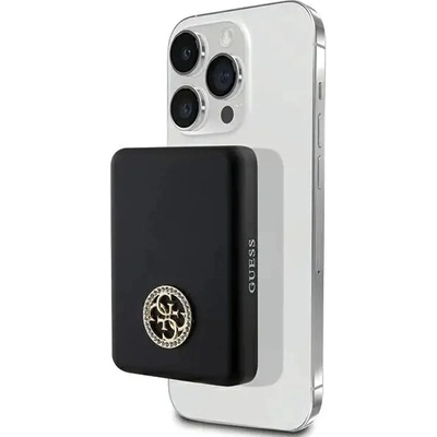 GUESS Преносима батерия Guess MagSafe 4G Strassed Metal Logo, 15W, 5000mAh, черна (3666339172152)
