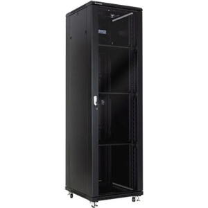 Linkbasic 42U 600x600 мм. , 19" Комуникационен шкаф със стъклена врата, черен (NCB42-66-BAA-C)