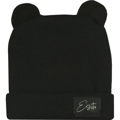 ESITO Zimná rebrovaná čiapka s uškami Color Black
