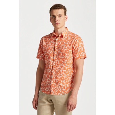 Gant reg florall cotton linen SS shirt oranžová