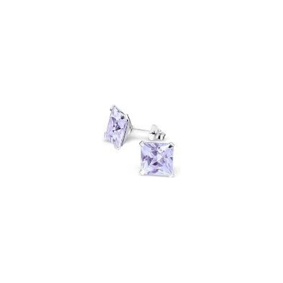all4Silver strieborné štvorcové náušnice A4S12158 lavender zirkon
